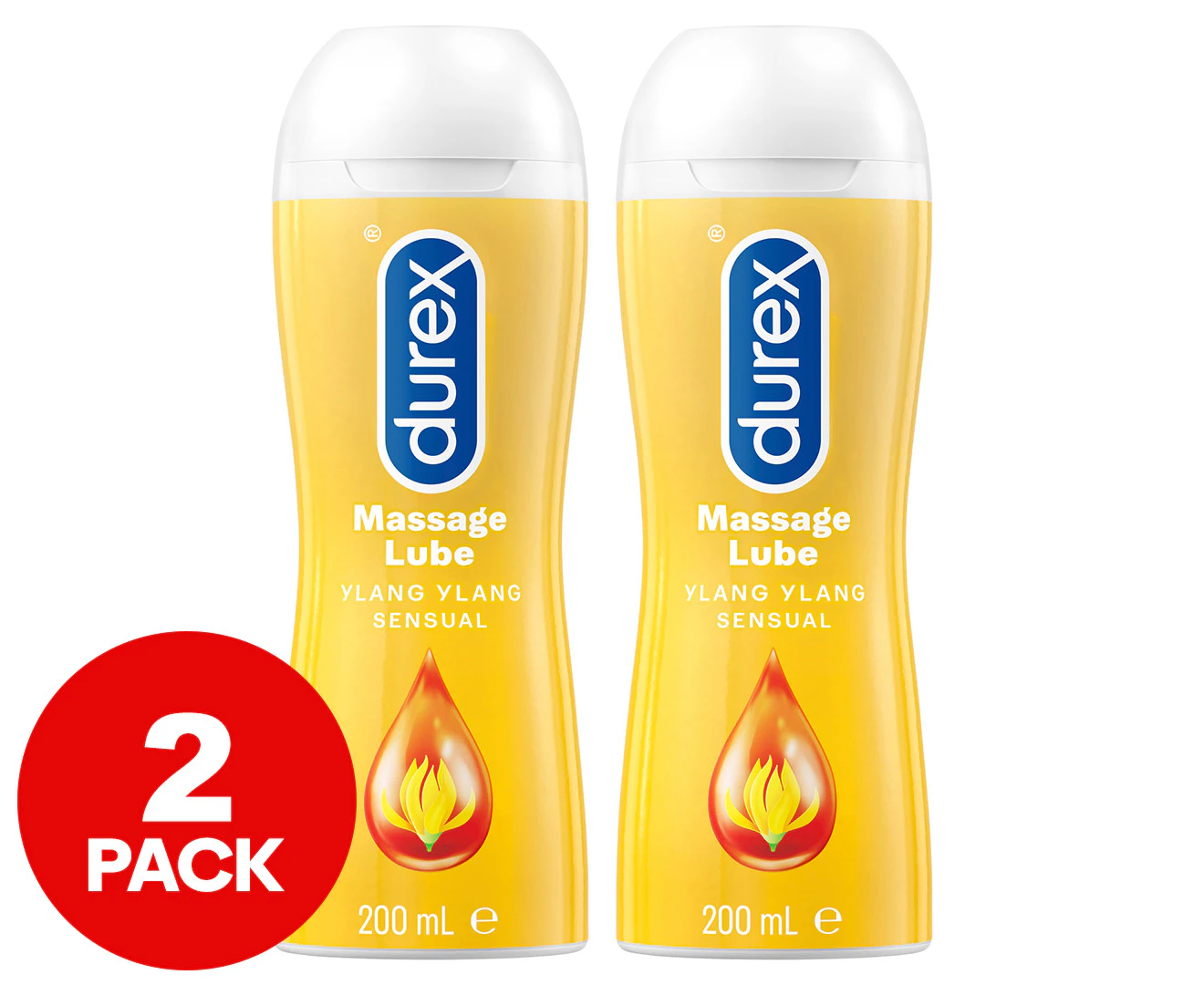 2 x Durex Play 2-in-1 Sensual Massage Gel Ylang Ylang 200mL