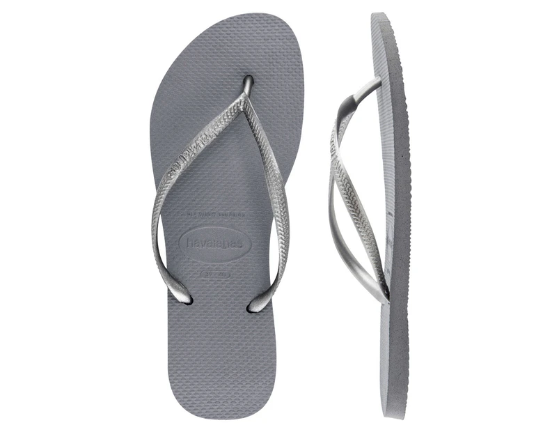 Havaianas Unisex Slim Metallic Thongs - Steel Grey