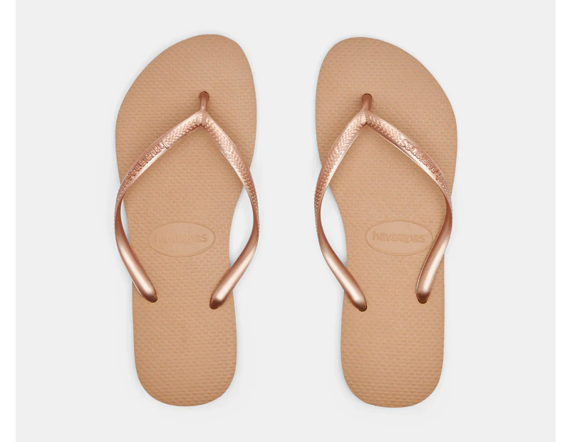 Havaianas Women's Slim Metallic Thongs - Rose Gold