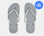 Havaianas Unisex Slim Metallic Thongs - Steel Grey