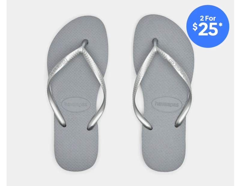 Havaianas Unisex Slim Metallic Thongs - Steel Grey