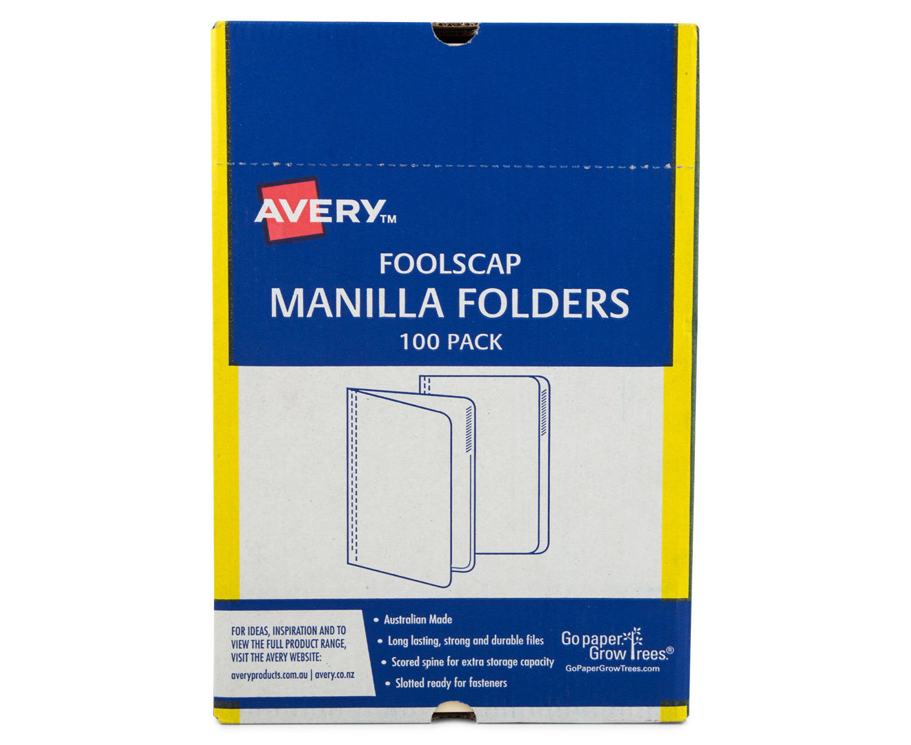 Avery Foolscap Buff Manilla Folders 100 Pack Au