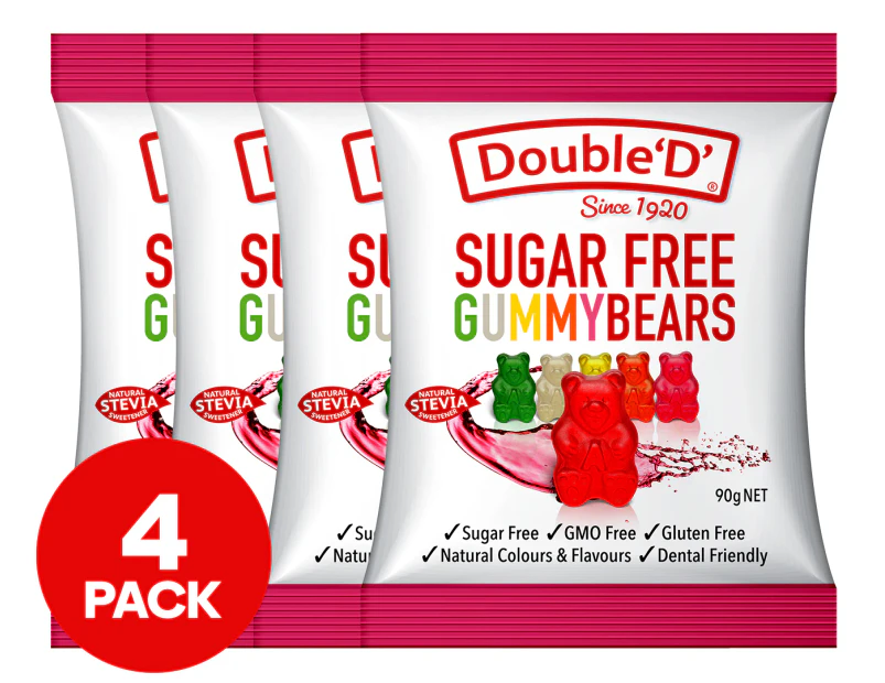 4 x Double 'D' Gummy Bears Sugar Free 90g