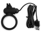 Buckle Up USB Silicone Rabbit Cockring - Black
