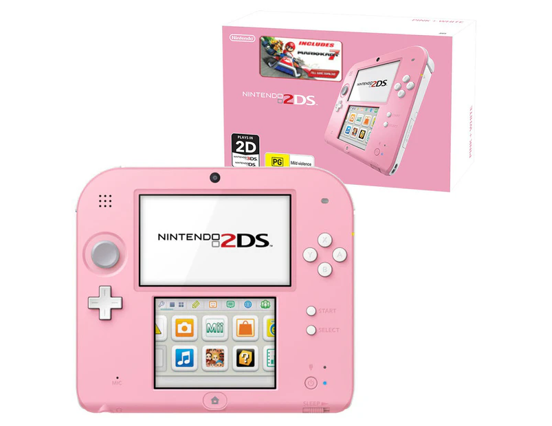 Nintendo 2DS Game Console + Mario Kart 7 (Download Code) - Pink/White