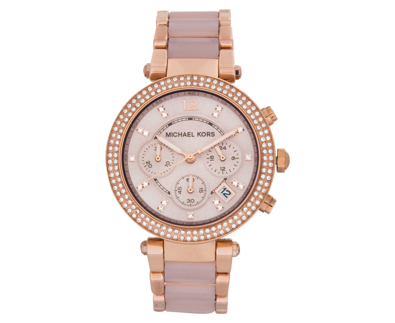 Michael Kors Parker Rose Gold Stone Set Watch MK5896 Stainless Steel Stone Set 796483077027