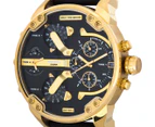 Diesel Men's 57mm Mr. Daddy 2.0 Multifunction Leather Strap Watch - Black/Gold