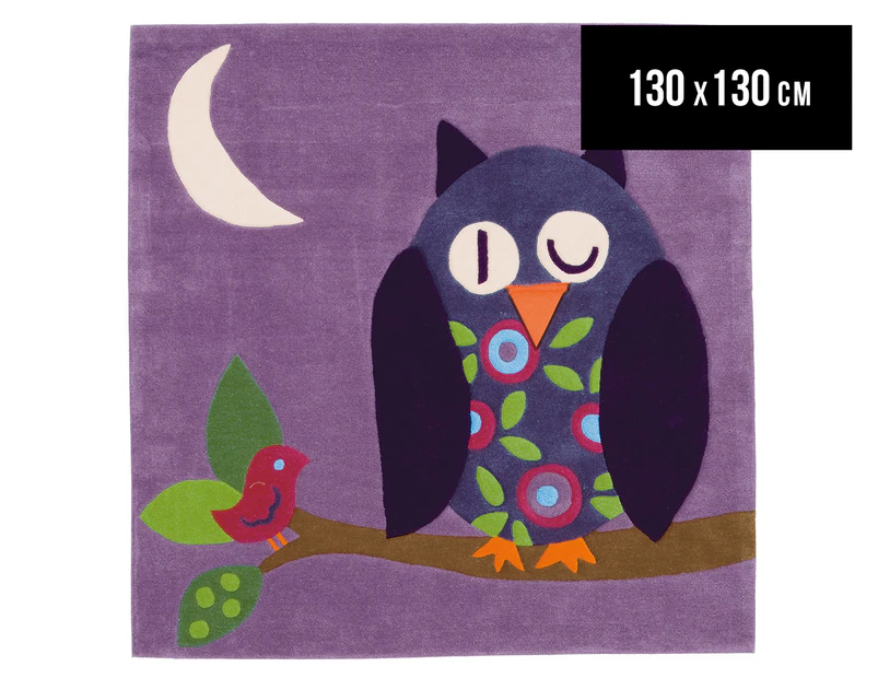 Asiatic Hand Tufted 130x130cm Owl Rug - Purple