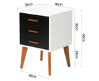 3-Drawer 63cm Bedside Table/Cabinet - White/Black/Brown