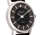 Kenneth Cole Men's 44mm Leather Strap Dress Watch - Silver/Brown