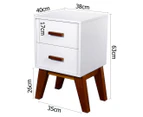 2-Drawer 63cm Scandinavian Bedside Table - White/Brown