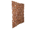Classic Square 70x70cm Carved Wood Wall Hanging - Burnt Brown