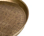 Vintage Look Round 35cm Etched Tray - Antique Gold