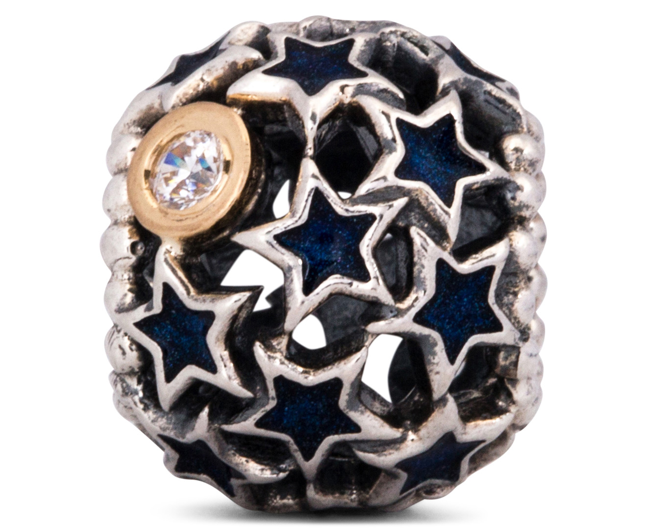 Pandora Night Sky Charm - Silver 12k Gold Midnight Blue 