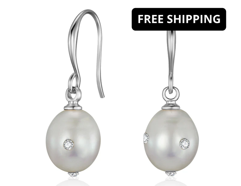 Mestige Evelina Freshwater Pearl Earrings - White/Silver