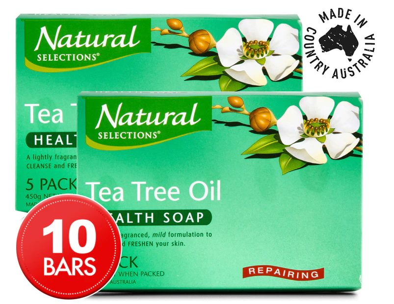 2 x Natural Selections Repairing Tea Tree Oil Health Soap 5pk 