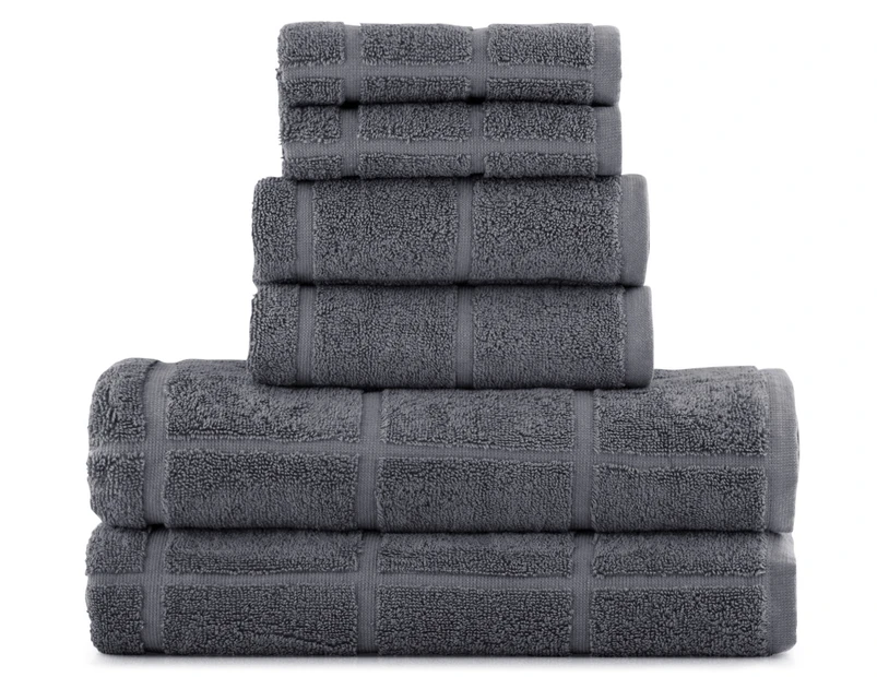 Casual Elegance Bath, Hand & Face Towel 6-Pack - Coal