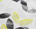 Belmondo Leaves Queen Quilt Cover Set - Black/Lime/White