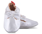 Angel Fit Baby Silver Bow Shoes - Silver