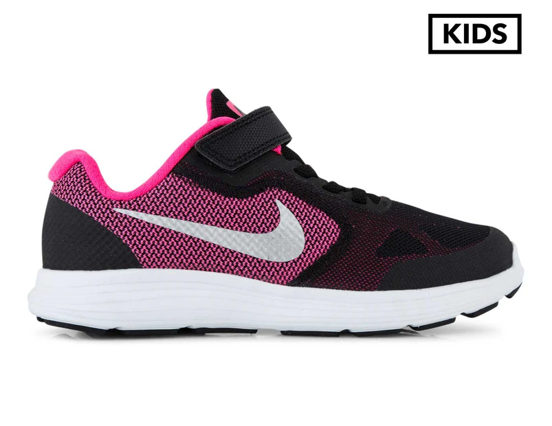 Nike Pre-School Kids' Revolution 3 PSV Shoe - Black/Metallic Silver/Hyper Pink