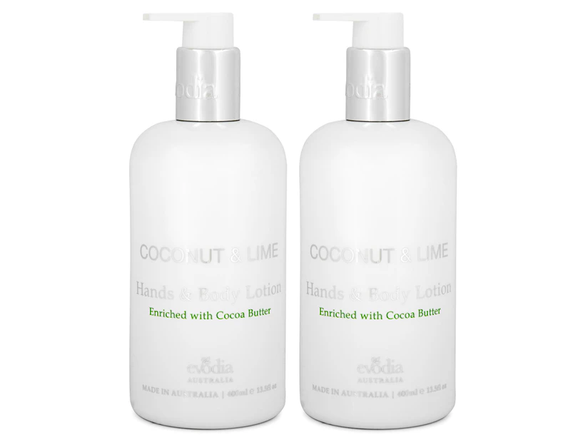 2 x Evodia Hands & Body Lotion 400mL - Coconut/Lime