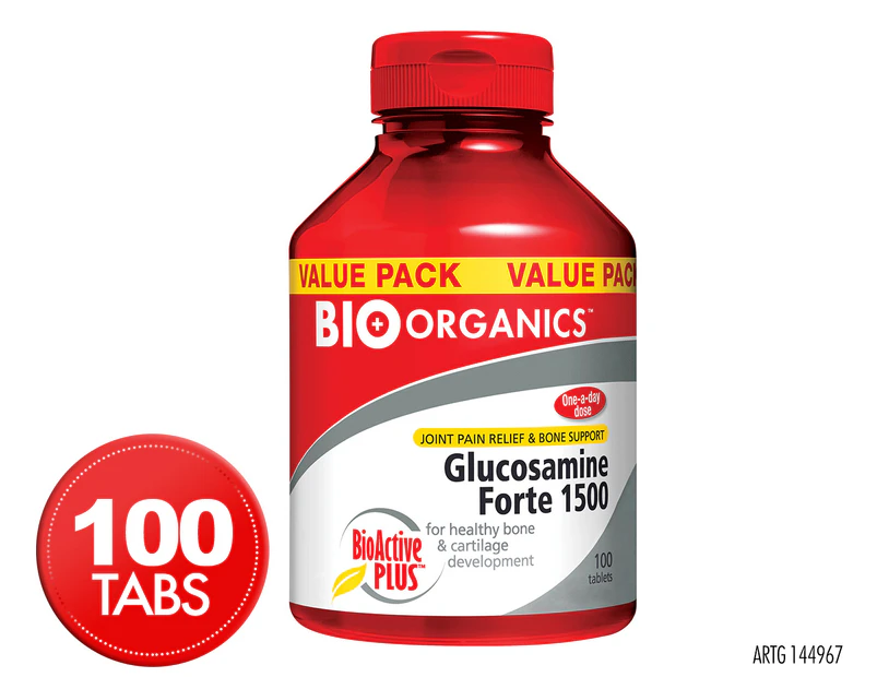 Bio Organics Glucosamine Forte 1500 with BioActive Plus 100 Tablets