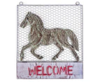 Metallic 46x40.5cm Horse Welcome Sign - Grey