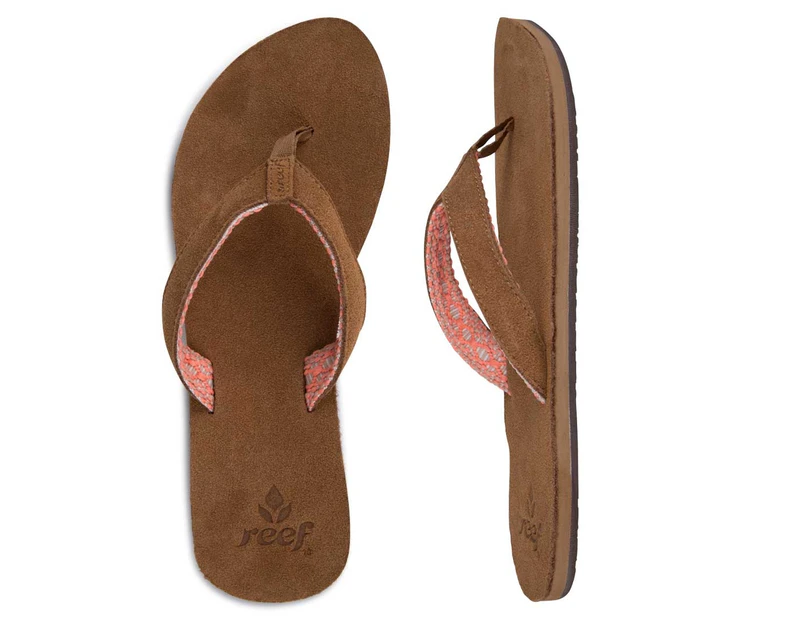 Reef Women's Gypsy Suede Thongs - Tan/Coral