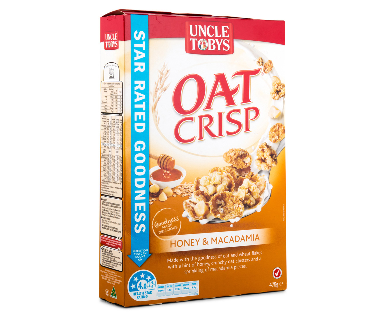 2 x Uncle Tobys Oat Crisp Cereal Honey & Macadamia 475g | eBay