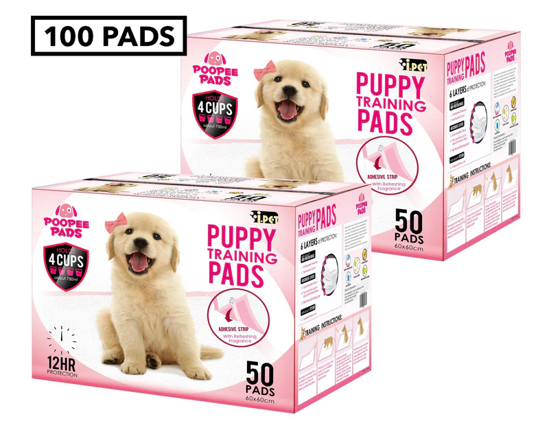 2 x Puppy Pet Dog Toilet Training Pads 50-Pack - Pink