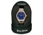 Citizen 38mm Eco-Drive AU105951L Dress Watch - Silver/Gold/Navy