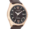 Citizen 43mm Eco-Drive CB001703W Leather Band Watch - Brown/Gold