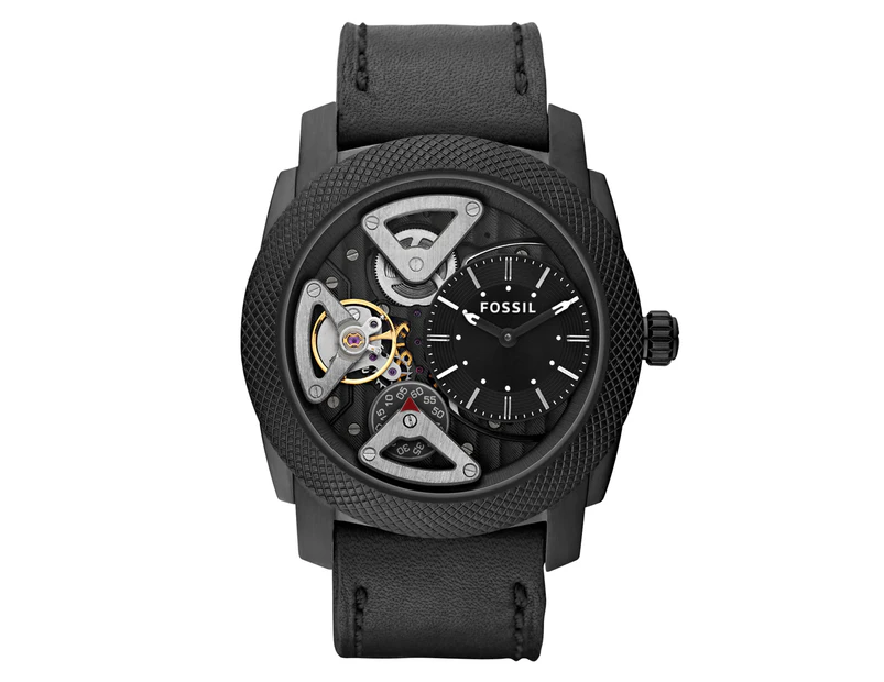 Fossil Men's 45mm Machine Twist Leather Watch - Black