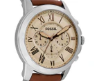 Fossil Men's 45mm Grant Chronograph Leather Watch - Light Brown