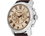 Fossil Men's 45mm Grant Chronograph Leather Watch - Dark Brown