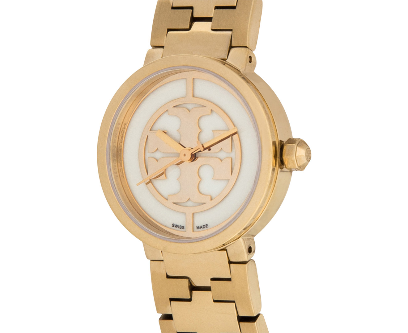 Tory Burch Reva Gold Toned Steel White Dial Quartz Ladies Watch TRB4011