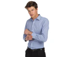 Van Heusen Men's Euro Fit Mini Check Long Sleeve Shirt - Blue