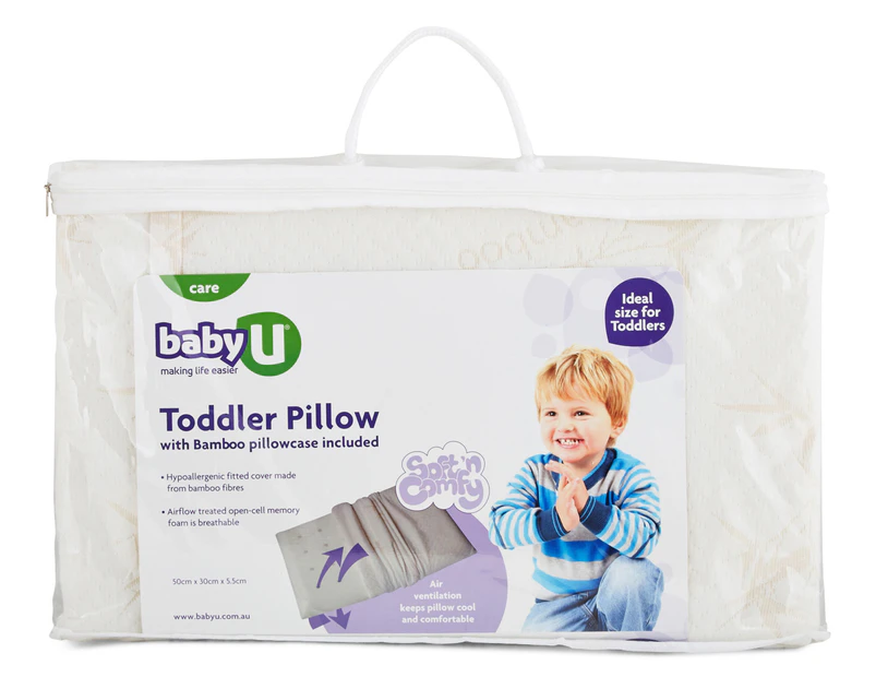 Baby U Memory Foam Toddler Pillow w/ Bamboo Pillowcase