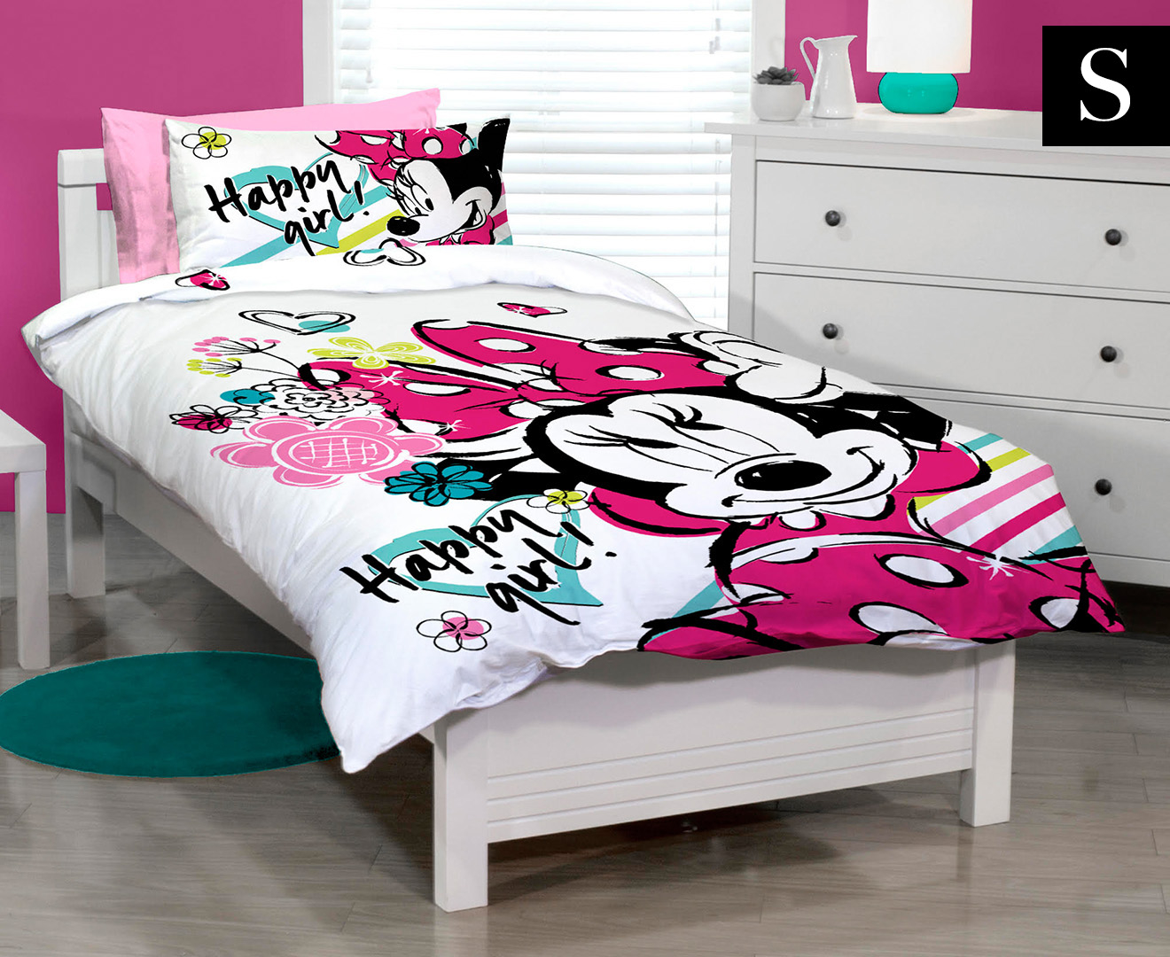 Disney Minnie Single Bed Quilt Cover Set - White/Pink | Mumgo.com.au