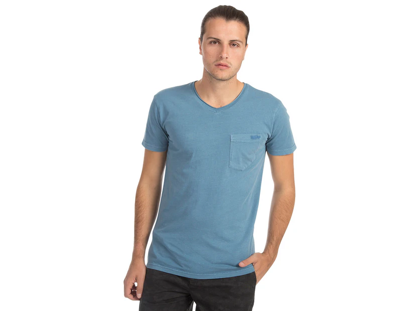 Mossimo Men's Standard Issue Raw V-Neck Tee - Blue Shadow