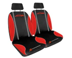 V8 Supercars Evolution Size 30 Front Car Seat Covers + Head Rest Covers - Black/Red