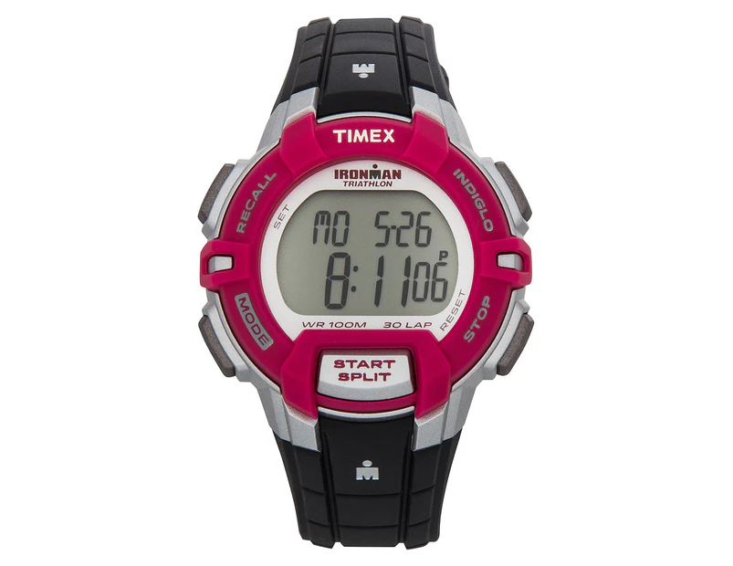 Timex Women's 30-Lap Rugged Sports Watch - Black/Pink/Silver 