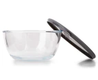 Gourmet Kitchen Glass Bowl 3-Piece Set - Clear/Grey