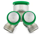 PusH20 Outdoor Push Button Twin Tap Outlet - Chrome/Green