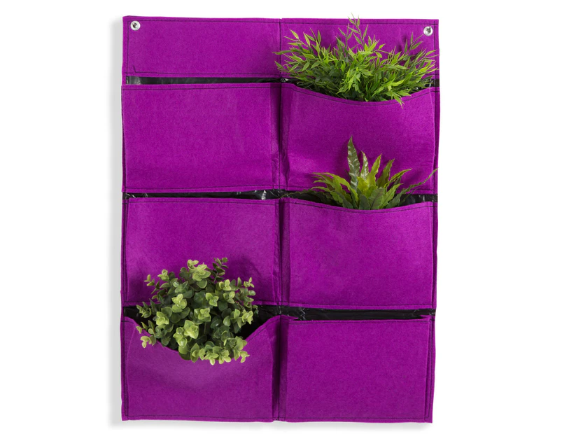 The Urban Farmer 6-Pocket Wall Felt Planter - Purple