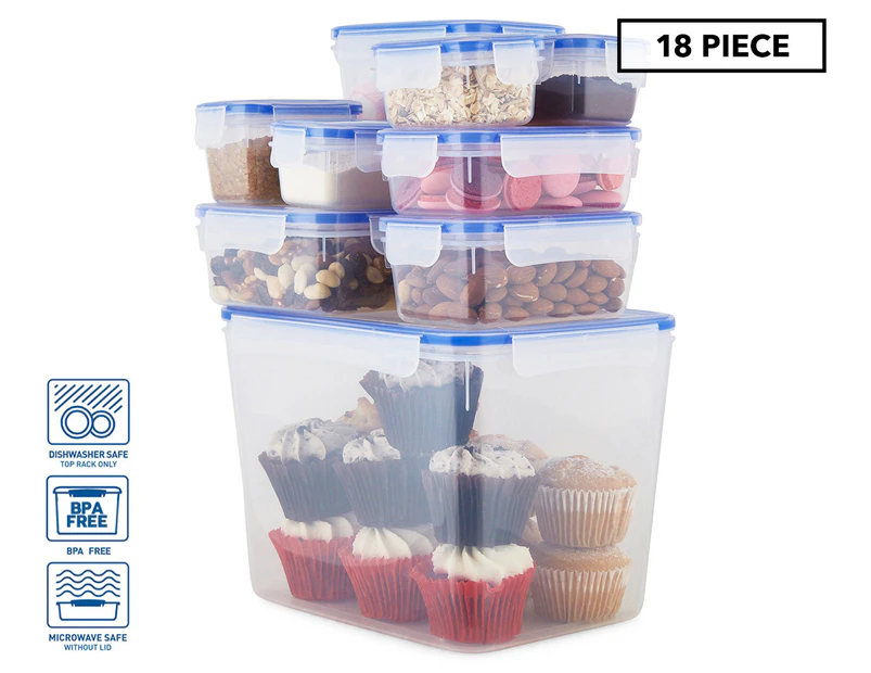 18 Piece Airtight Food Storage Containers Set - Blue/Transparent