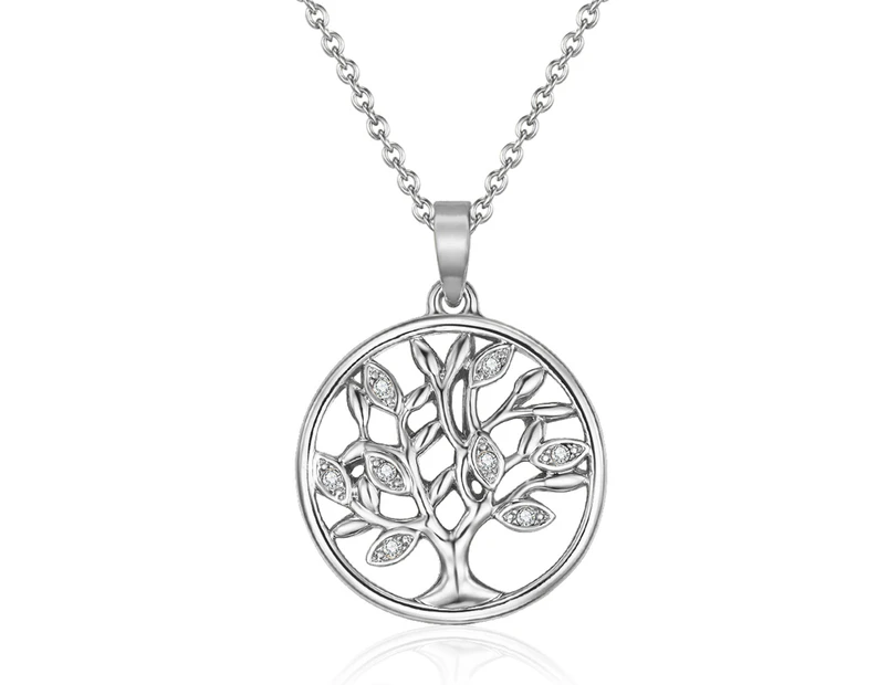 Mestige Fiery Tree of Life Necklace w/ Crystals from Swarovski - Silver