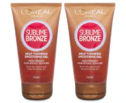 2 x L'Oréal Sublime Bronze Self Tanning Smoothing Gel 150mL