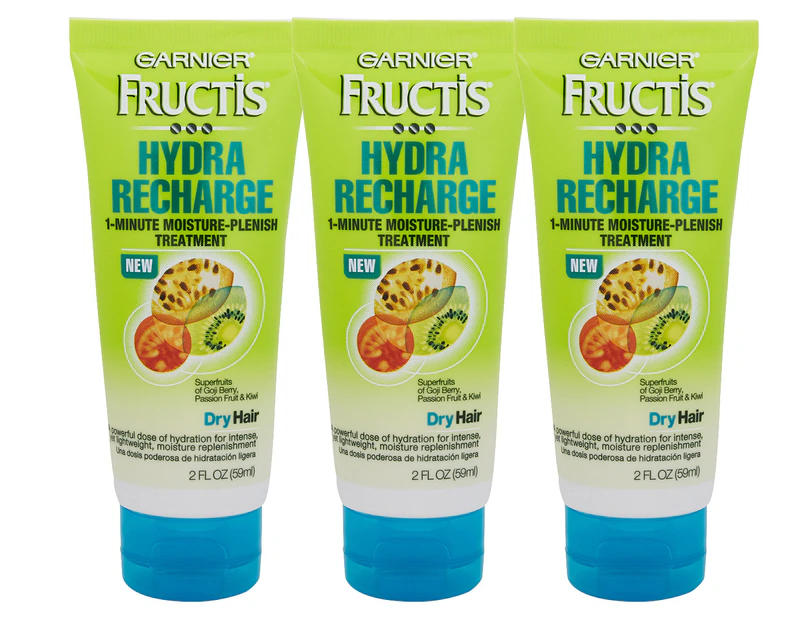 3 x Garnier Fructis Hydra Recharge 1-Minute Moisture Replenish Treatment 59mL