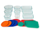 Pyrex 18-Piece Simply Store Glass Container Set w/ Multi Coloured Lids - Multi
